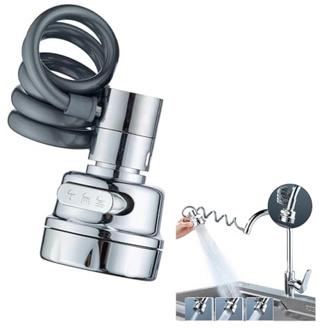 Economiseur d'Eau Pour Robinet,Remplacement De La Tête Du Robinet De Cuisine Multifonctionnel Extension Du Robinet Pivotant, 3 Modes De Sortie d'Eau, Avec Accessoires De Montage Angle Infini