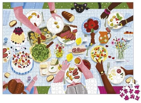 Janod - Puzzle 1000 Teile Erwachsene Teenager Kinder - Familienessen - Fördert Geduld und Fingerfertigkeit - Europäische Herstellung, Pflanzenfarben und FSC-Zertifiziert - Ab 8 Jahre - J02525