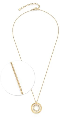 JEWELS BY LEONARDO Halskette Bobby • kurze Anker-Kette aus goldfarbenem Edelstahl • beweglicher Doppelring Anhänge • facettierte Glassteine • 45-50 cm Länge • Schmuck Geschenk für Frauen • 024801