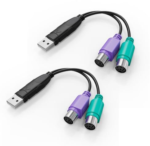 YORUNOHOSHI 2Pack PS/2 to USB Adapter Converter – Revive Your Old Keyboard and Mouse