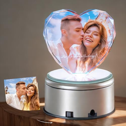 TailorGift Cadre photo en cristal 3D personnalisé, cadeau de fête des mères, cadeau d'anniversaire et d'anniversaire pour femme, mère, épouse, père, homme, couple (LOVE, options personnalisées)