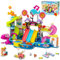 HOGOKIDS Friends Water Park Building Set, 911PCS Summer Fun Party Toy with 5 Water Slides, Creative Swimming Pool Block with Diving Platform & Bike Cart, Pretend Play Gift for Girls Boys Kid Age 8-12+
