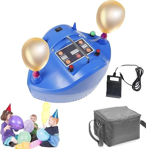 1200W Electric Balloon Pump, Portable Inflation Air Pump, Balloon Pump, Timer Inflator, Quantitative Balloon Inflator, with Digital Timer Counter, Foot Switch, for Various Balloons for Events pink