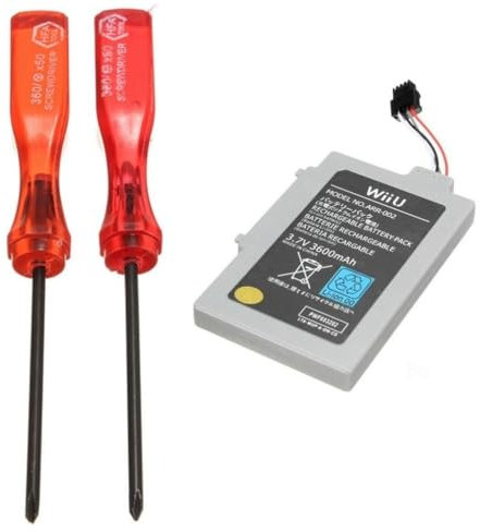Batterie 3600 mAh avec Tournevis (Tri-Wing et Cross-Wing) pour Nintendo Wii U Gamepad – Modèle WUP-012 – Compatible Chargeur Officiel – Straße Game