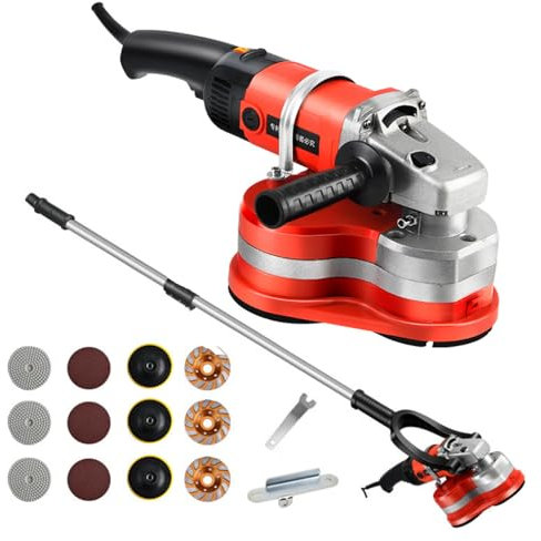 Polisseuses et tampons électriques, meuleuse d'angle électrique, fraiseuse à béton portative, ponceuse murale électrique à 6 vitesses, avec tige allongée