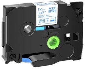 Cinta de Etiqueta de Tela de 12 mm Compatible con H110 para TZE FA231 FA3R FA3 Iron en Etiquetas 1 Paquete(Blue on White)