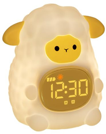 fesoklaf Wecker mit verstellbarem Nachtlicht für Kinder, niedliche Digitaluhr für Schlafzimmer, Dual-Alarme, Kleinkind-Schlaftraining, wiederaufladbar, Tier-Tischlampe, Schlafbegleiter für Jungen und