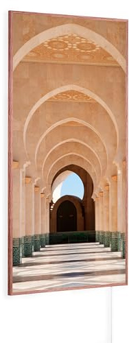Könighaus Orient Bildheizung 1000 Watt - Smart Thermostat - 14-26 m² | Dunkler Holzrahmen, Motiv: 04. Hassan II Moschee 2, 5 Jahre Garantie, doppelter Überhitzungsschutz