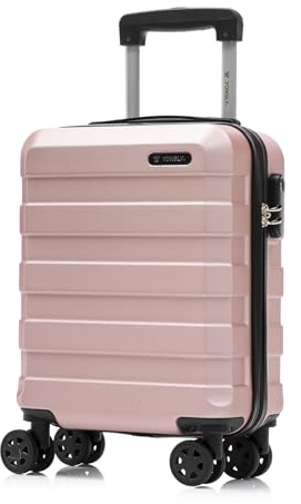 YONSLY Trolley Reisekoffer, Rollkoffer Handgepäck, Travel Suitcase Hartschalenreisekoffer mit 4 Rollen 360°, Zahlenschloss, Weicher Gummigriff (S, Roségold)