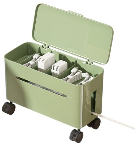 Boîte De Gestion De Câbles Rangement De Câbles De Bureau Avec Roulettes | Rangement Câbles Chargeur Bureau Pour Salon Chambre Table d'Ordinateur Support TV Setup de