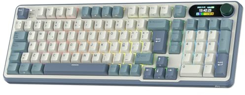 RK ROYAL KLUDGE S98ES Teclado mecánico inalámbrico Pantalla, Español | Teclado para juegos RGB parte superior 96%, BT/2,4G/USB-C, amortiguación ruido 5 capas, prelubricados, hot-swap, 98 teclas