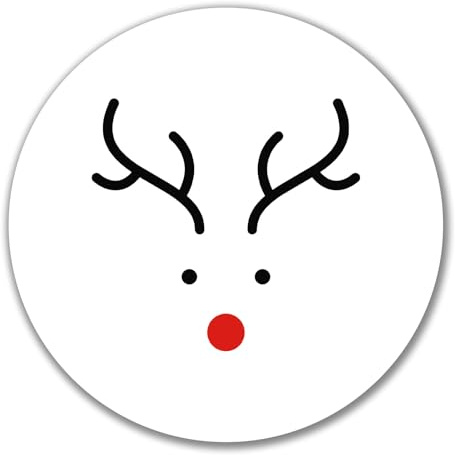 Huuraa Aufkleber Rentier Rudolph Geschenk | Dekoaufkleber 10cm rund Sticker Geschenkidee Dekoausticker