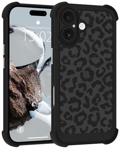 Nuxiady Hülle für iPhone 17 mit Leopard Muster, Schwarz | Aesthetic Weiche Cover, Silikon Handyhülle, Dünne Bumper, Stoßfeste Kratzfestes, Schutzhülle für Mädchen Frauen