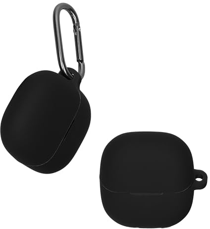 kwmobile Schutzhülle für Xiaomi Buds 6 Hülle - TPU Silikon Case für Kopfhörer Ladecase - stoßfestes Cover mit Karabiner - Schwarz
