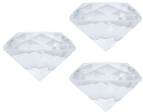 WHAMVOX Glitzernder Diamant 3 Stück Kristall Dekostein 50mm transparent für Heim und Nagelstudio Dekorationen