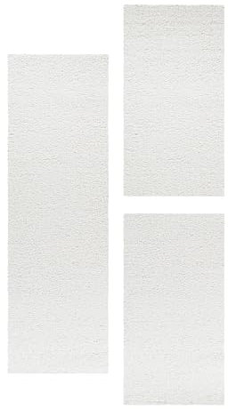 HomebyHome Bettumrandung Schlafzimmer 3 teilig Teppich Creme - Waschbarer Bettumrandung Teppich Läufer Set Extra Flauschig Bettvorleger Schlafzimmer Bettset:2 St. 80x150 cm | 1 St. 80x250 cm