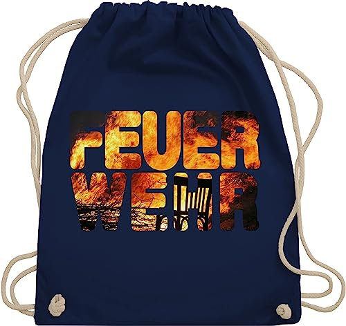 Shirtracer Turnbeutel Rucksack - Taschen - Feuerwehr Flammen - Unisize - Navy Blau - beutel feuerwehrfrau feuerwehrgeschenkartikel tasche feuerwehrgeschenk feuerwehrmann turnsackerl feuerwehrtasche