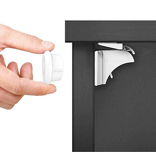 Dokon Sécurité Bébé Placard Bloque Porte (20 serrures + 3 Clés), Sécurité Enfant Tiroir Armoires Verrous Magnétique Cabinet de sécurité + Vidéo d'instruction