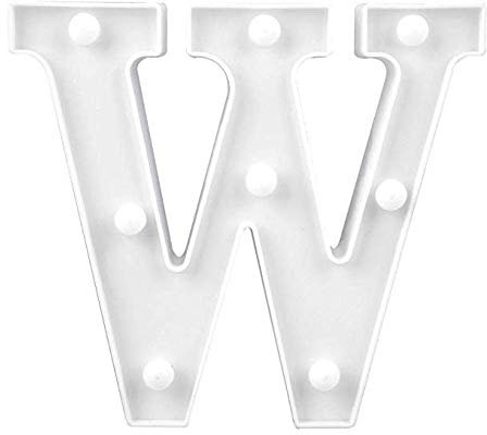 LED Deko Buchstaben - 22 cm A-Z - mit warmen Licht - Lampe beleuchtet Hinstellen Hochzeit Schriftzug Wort Love Home Batterie Lechtdeko Alphabet Ja Liebe Romantisch Wohnzimmer Bar Leuchtbuchstaben (W)