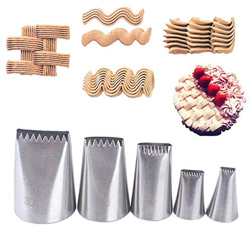 EXFEA 5 beccucci effetto vimini, in acciaio inox di alta qualità, punte per la decorazione di torte