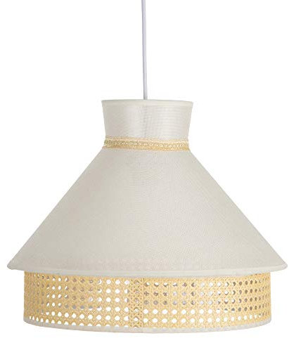 Lámpara de techo con rejilla vintage de lino blanco y natural, de Ø 40x31 cm - LOLAhome