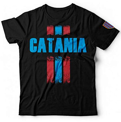 Generico T-Shirt Catania Calcio Città Sicilia Maglietta Stadio Rossoazzurri Massimino Cibali Etna Liotro (Nero, XL)