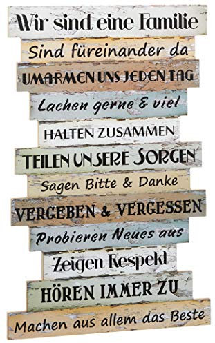 Möbelbörse Holz Schild Familie Regeln Wandbild Bild Wandschild Holzbild Planken Deko Sprüche Familienregeln Vintage Shabby (Modell 3 33x51cm)