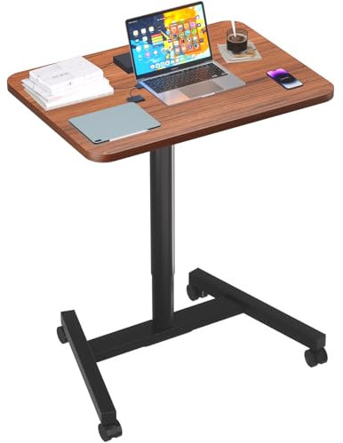 MPETAPT 71,1 cm mobiler Stehpult, höhenverstellbar, tragbarer Stehpult mit feststellbaren Rollen, Rolltisch für Zuhause, Büro, Klassenzimmer, Krankenhaus (Karamell)