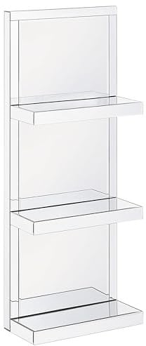 Beliani Modernes Wandregal aus Glas mit 3 Böden Spiegeleffekt glamourös Silber Gaona