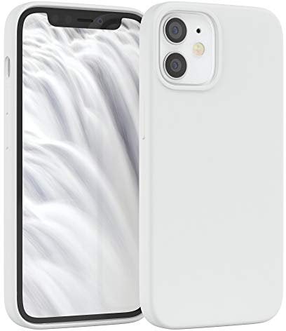 EAZY CASE Premium Silikon Handyhülle kompatibel mit iPhone 12 Mini, Slimcover mit Kameraschutz und Innenfutter, Silikonhülle, Schutzhülle, Bumper, Handy Case, Hülle, Softcase, Weiß