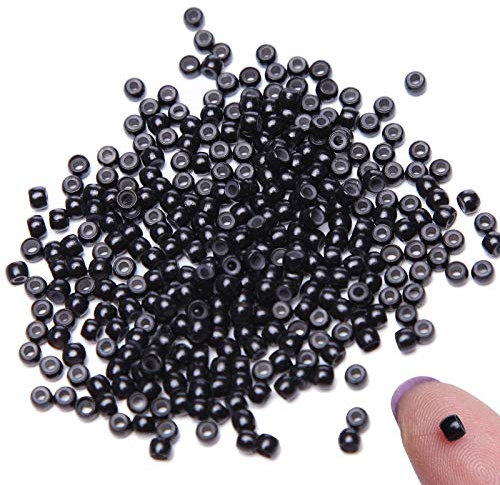 SEGO 100PCS Nano Rings Silicone Lined Micro Beads for Nano Tip Human Hair Exrensions [Black]