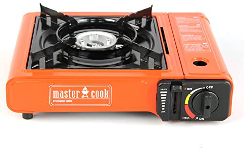 MasterCook - Fornello a gas bistrò portatile 1 fuoco 2.1 Kw con bomboletta ricaricabile NON inclusa perfetto per case a mare o per campeggio o come fornello di emergenza