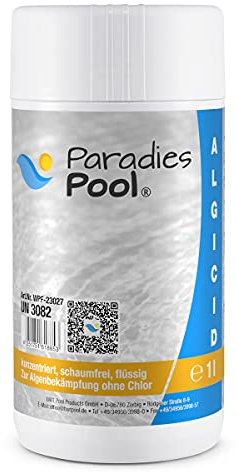 Paradies Pool Algizid für Pool, schaumfrei, Algenschutz, Schwimmbecken, chlorfreies Algenschutzmittel, algenvorbeugend, Schutz vor Algenbildung, Inhalt: 1 Liter