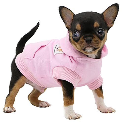 LOPHIPETS Hunde Baumwolle Hoodies Sweatshirts für kleine Hunde Chihuahua Welpen Kleidung kaltes Wetter Mantel Rosa/XS