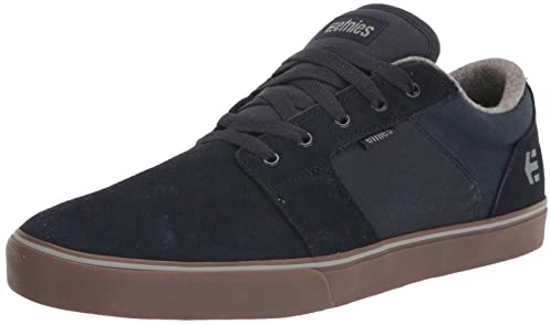 Etnies Barge LS – Classic Skate Look, Slim Vulcanized Silhoutte, Hefty Armored Collar, Reinforced Vulc - Dark Blue/Gum - 8,5