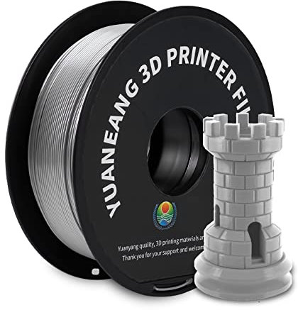 YUANEANG 3D Drucker Filament,3D PLA Filament,3D Druck,PLA Filament 1.75mm 1kg,PLA(2.2LBS)Spool(Silver)