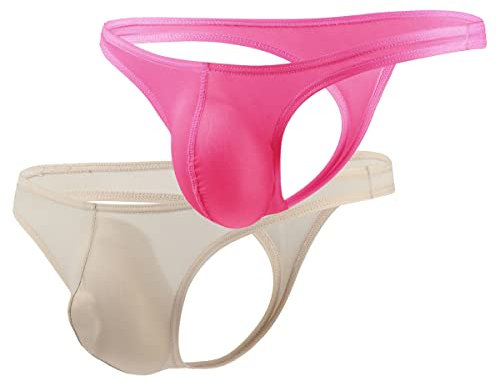 VemeFufu Slip Perizoma G String Tanga Uomo Sexy Intimo Uomini Hot Vita Bassa Elastici Thong Maschile Mutande Rosa + Marrone Chiaro