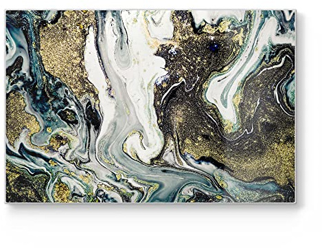 DEQORI Schneidebrett aus Glas | groß 30x20 cm | Motiv Flüssiger Marmoreffekt | Design Schneideplatte für Küche | Frühstücksbrett antibakteriell & rutschfest | Glasplatte & Servierplatte