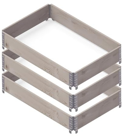 Upyard GardenBox - Set di 3 aiuole rialzate moderne, in legno naturale, per giardino e terrazza, certificate PEFC, 120 x 80 x 58,5, colore: Grigio