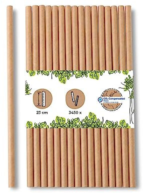 BIOZOYG Jumbo Papier Trinkhalme 23cm Strohhalm 8mm Ø I Trinkhalm biologisch abbaubar I braune Strohhalme umweltfreundlich I Party Trinkhalme für Smoothies I Papierstrohhalme 3450 Stück
