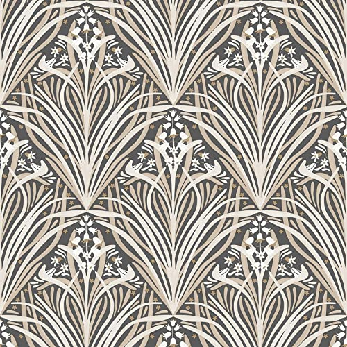 Muriva Elegance Bellflower Wallpaper - Modern Wallpaper for Living Room, Bedroom, Fireplace - Decorative Luxury Wall Paper with Stunning Petals & Leaves (Cream & Charcoal)