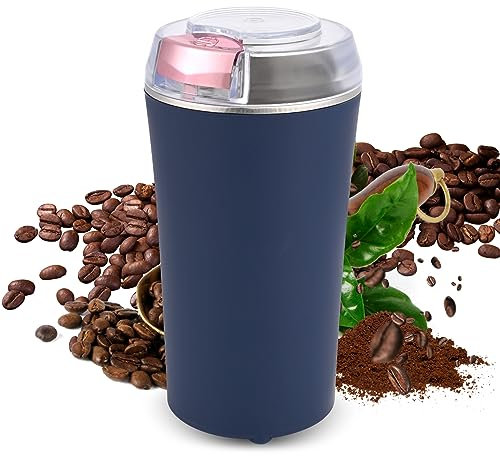 Weinsamkeit Molinillo de Café Eléctrico, Molinillo Electrico 200W Molinillo Especias con Cuchillas de Acero Inoxidable Molinillo Cafe Electrico Portátil Molino Café para Especias, Nueces, Cereales