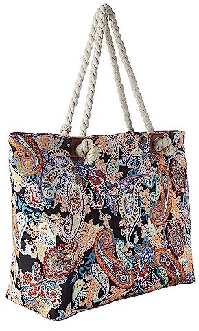 DonDon Bolso de playa grande impermeable con cremallera - Paisley