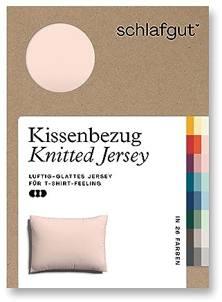 schlafgut Knitted Jersey Kissenbezug 70x90 cm Red Light Uni weicher Premium Kopfkissenbezug einzeln, faltenfrei mit Elasthan