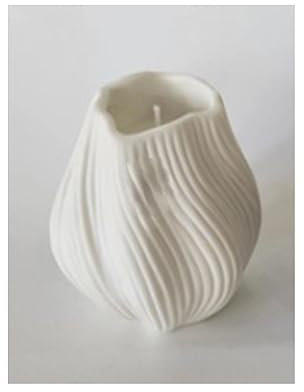 Home & Styling Collection Kerze im Topf, Porzellan, Wirbel, 9 cm, Mattweiß, Unparfümiert