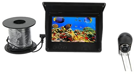 Underwater Fishing Camera Fish Finder Monitor 5in HD IPS Full View Waterproof for Lake Boat Ice Fishing 12V (20m/65.6ft)