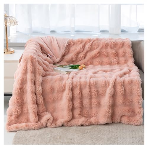 Ergocar Kuscheldecke, Weiche Künstliches Kaninchenfell Decke, Flauschig Sofadecke Doppelgesicht Dicke Decke für Couch, Stuhl und Bett, Dekorative für alle Jahreszeiten