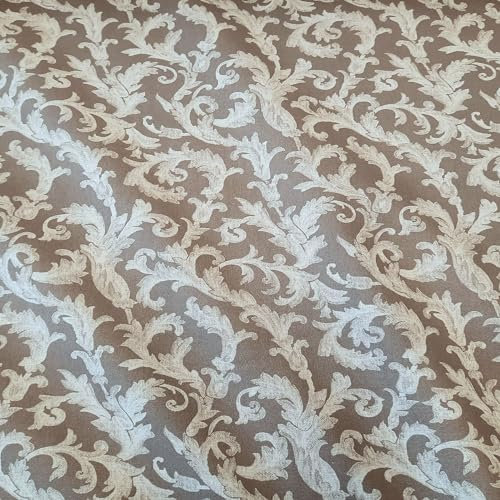 Stoff Meterware Baumwollstoff 0,5 m Ornament taupe weiß Ranken Arabeske nostalgisch Digitaldruck Dekostoff herbstlich weihnachtlich