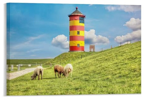 Schafe vor dem Leuchtturm,Puzzles für Erwachsene 1000 Teile, Klassische Puzzle für Erwachsene Teenager Freizeit Spaß Spiel Spielzeug Geeignet für Familie Freunde Dekorativ(38x26cm)-97