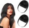 Frange a clip,Frange a Clip Cheveux Naturel,Fausse Frange,Fausse Frange Brune,Extension Frange,Frange a Clip Cheveux,Fausse Frange Clip,avec 4 Pince Cheveux Noir,pour Femme Fille